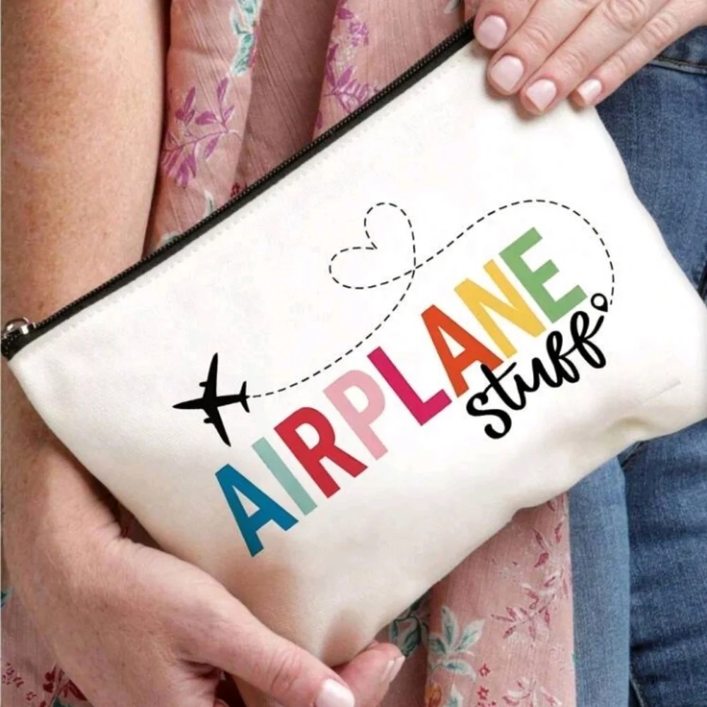 Colorful Airplane Stuff Zipper Pouch Purse Bag